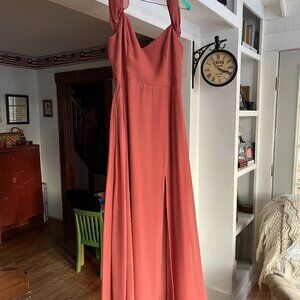 Bridesmaid's Birdy Grey medium Chiffon Devin terra cotta